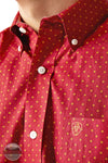 Ariat 10046203 Wrinkle Free Kaisen Classic Fit Long Sleeve Shirt in Biking Red Detail View