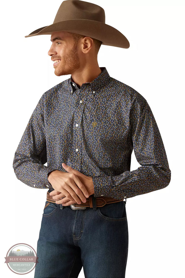 Ariat 10046204 Wrinkle Free Kolson Classic Fit Long Sleeve Shirt in Deep Pacific Front View