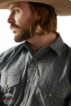 Ariat 10046226 Broderick Classic Fit Long Sleeve Snap Shirt in Bitter Chocolate Detail View