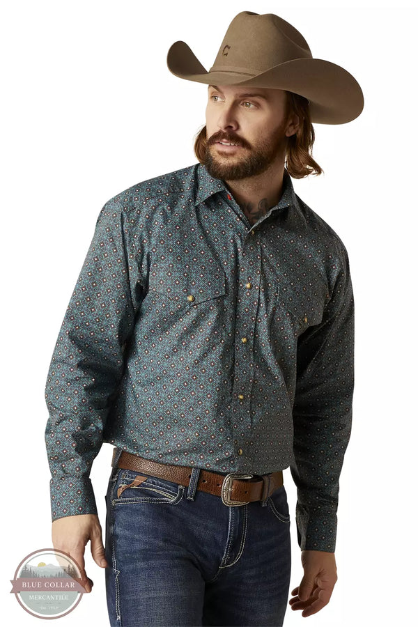 Ariat 10046226 Broderick Classic Fit Long Sleeve Snap Shirt in Bitter Chocolate Front View