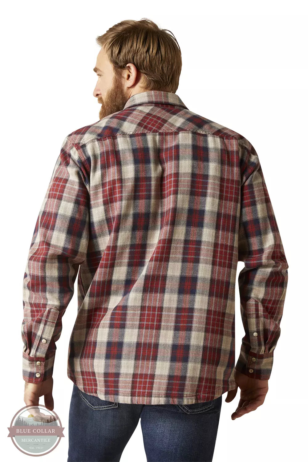 Ariat 10046298 Harlen Long Sleeve Snap Shirt in Red Plaid Back View