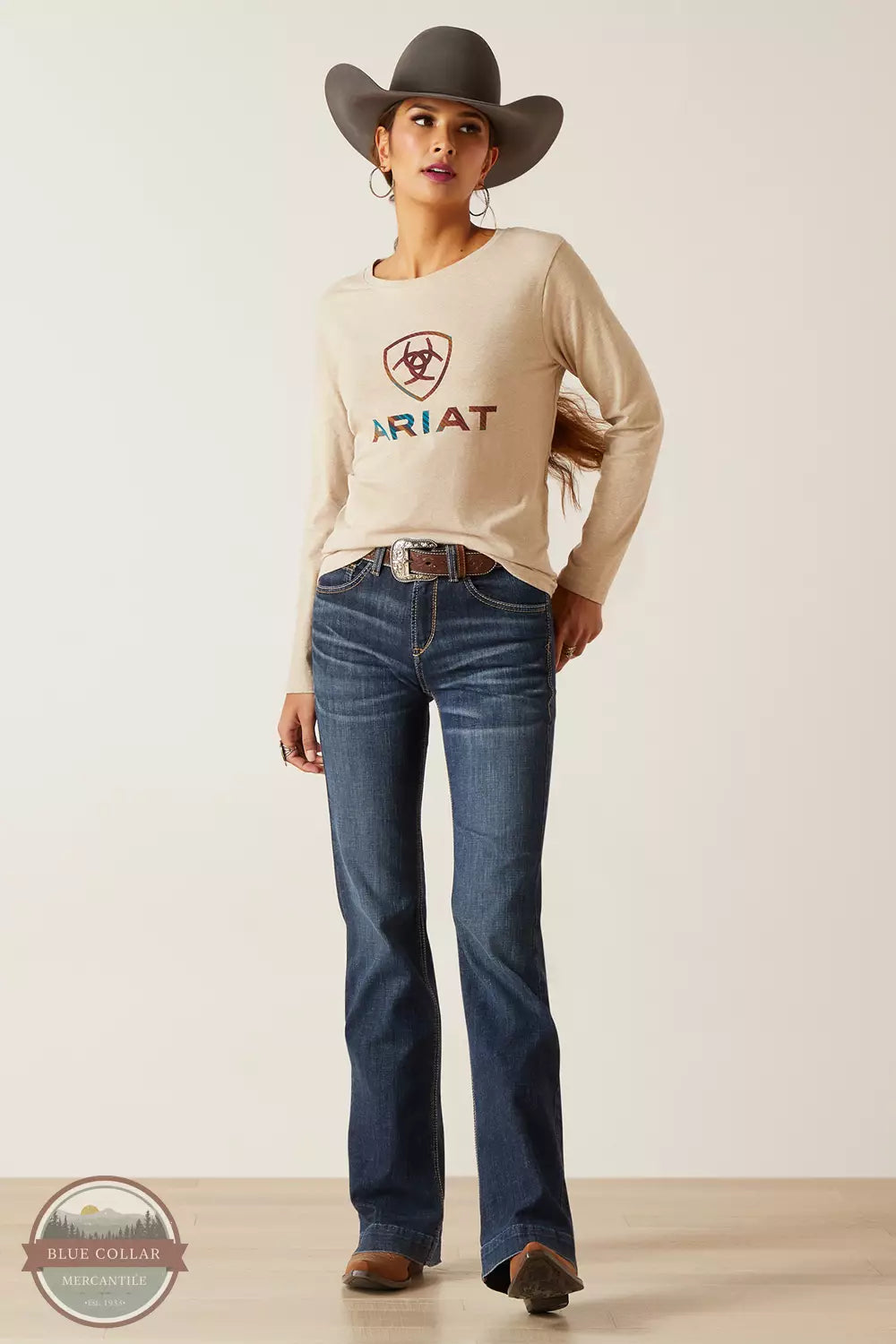 Ariat 10046313 Serape Shield Long Sleeve T-Shirt in Oatmeal Full View