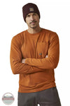 Ariat 10046352 Rebar Workman Patches Long Sleeve T-Shirt in Carmel Cafe Front View