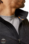 Ariat 10046513 Rebar Gridwork Baselayer 1/4 Zip Long Sleeve T-Shirt in Black Detail View