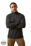 Ariat 10046513 Rebar Gridwork Baselayer 1/4 Zip Long Sleeve T-Shirt in Black Front View
