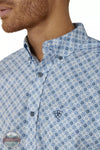 Ariat 10046576 Galt Long Sleeve Shirt in a Blue Print Detail View