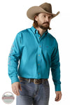 Ariat 10046720 Team Logo Twill Long Sleeve Shirt in Turquoise Front View