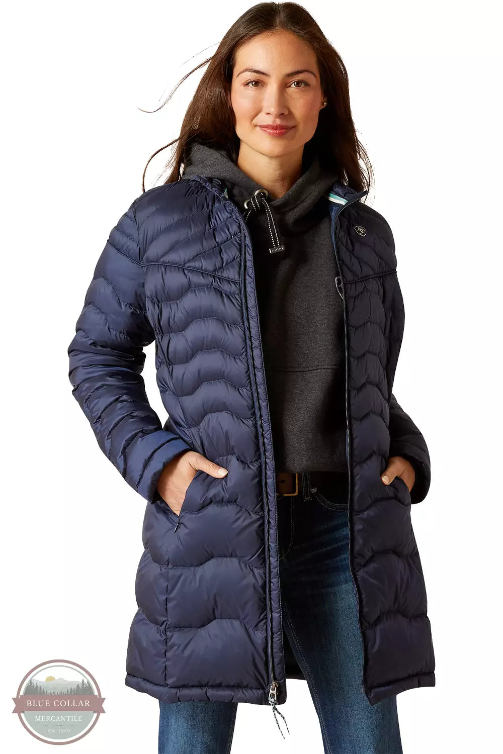 Ariat 10046759 Ideal Down Coat in Navy Front View