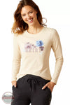 Ariat 10046803 Peonies T-Shirt in Oatmeal Heather Front View