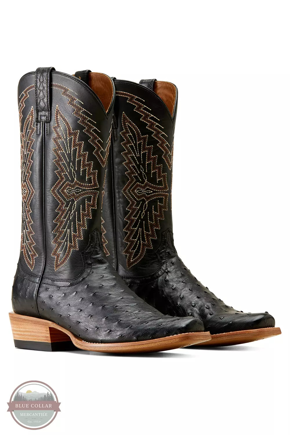 Ariat 10047083 Futurity Done Right Western Boot in Black Full Quill Ostrich Pair Profile View