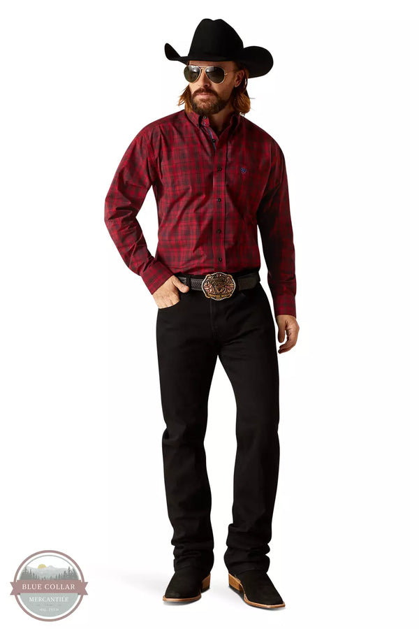 Ariat 10047169 Pro Series Paxton Classic Long Sleeve Shirt in Red Plaid Full View