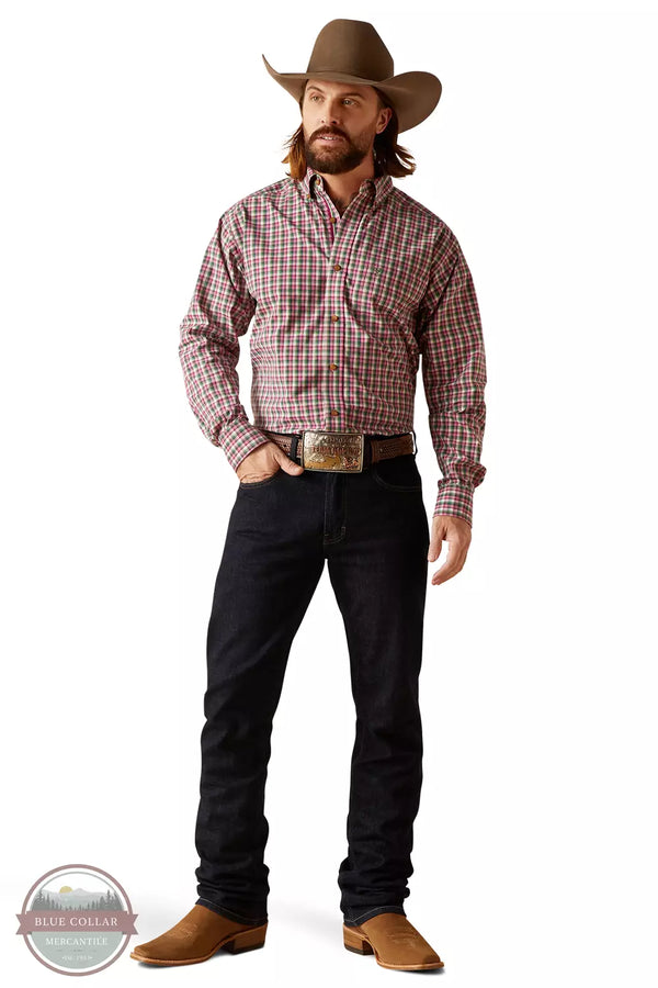Ariat 10047193 Elon Classic Fit Long Sleeve Shirt in Pink & Green Plaid Full View