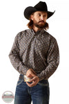 Ariat 10047202 Wrinkle Free Karsyn Classic Long Sleeve Shirt in Gray Print Front View