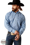 Ariat 10047204 Wrinkle Free Kyson Classic Long Sleeve Shirt in Light Blue Print Front View