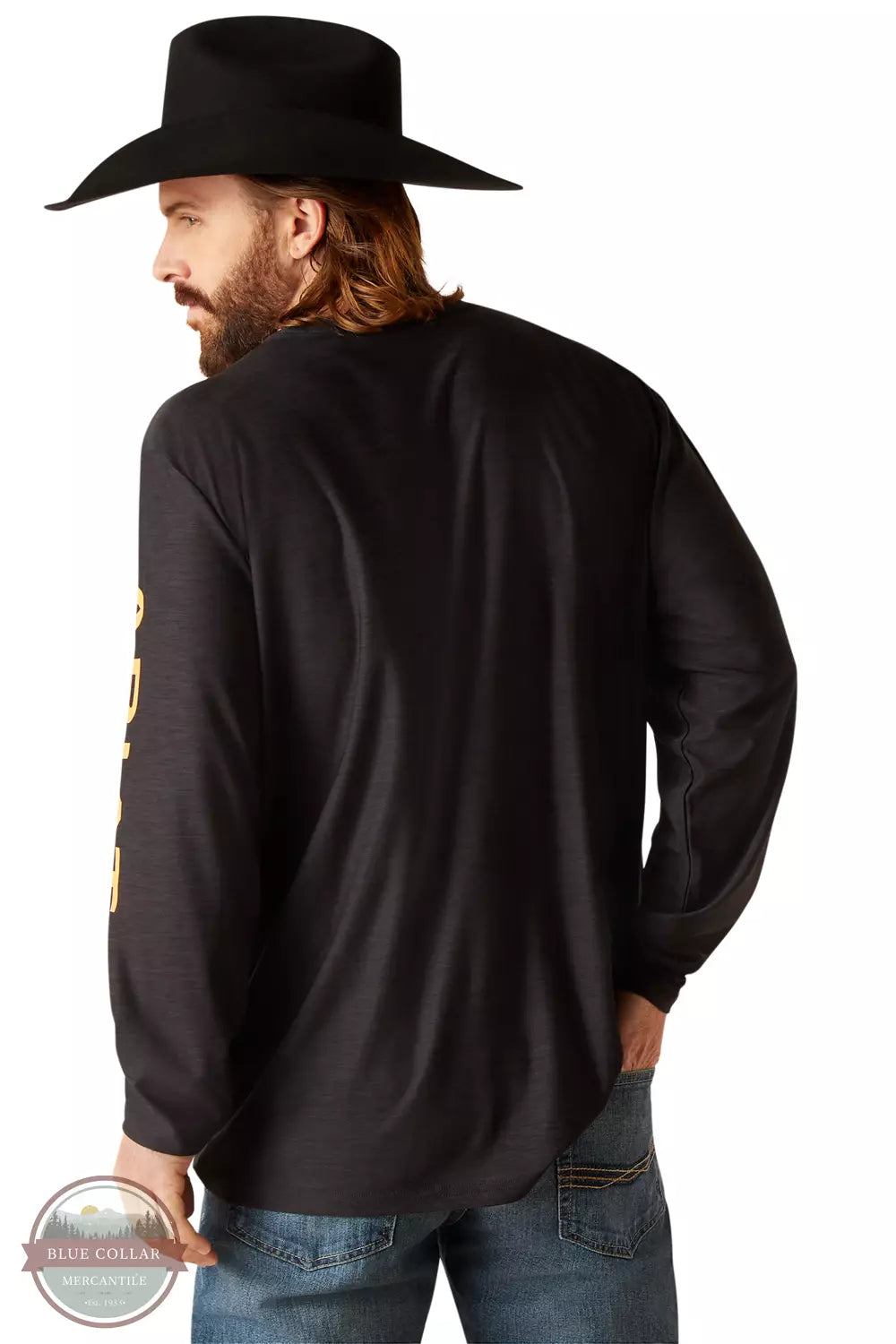 Ariat 10047227 Charger Logo Long Sleeve T-Shirt in Black Heather Back View