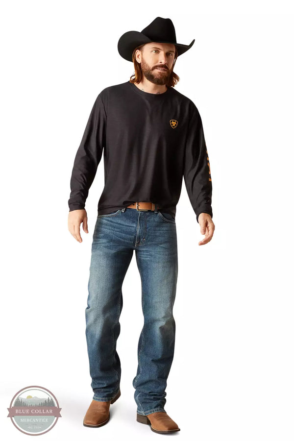 Ariat 10047227 Charger Logo Long Sleeve T-Shirt in Black Heather Full View