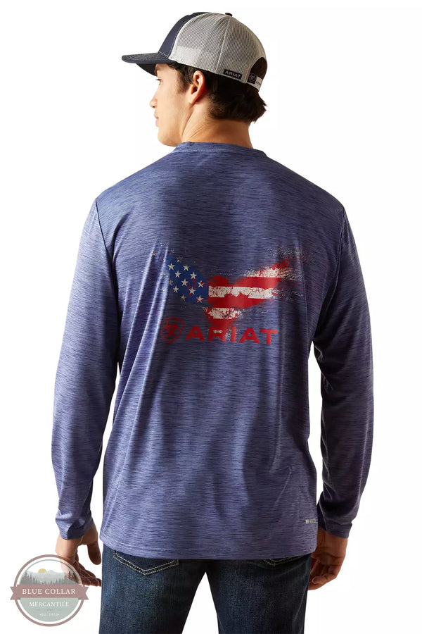 Ariat 10047332 Charger True Eagle Long Sleeve T-Shirt in Twilight Blue Back View