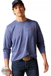 Ariat 10047332 Charger True Eagle Long Sleeve T-Shirt in Twilight Blue Front View