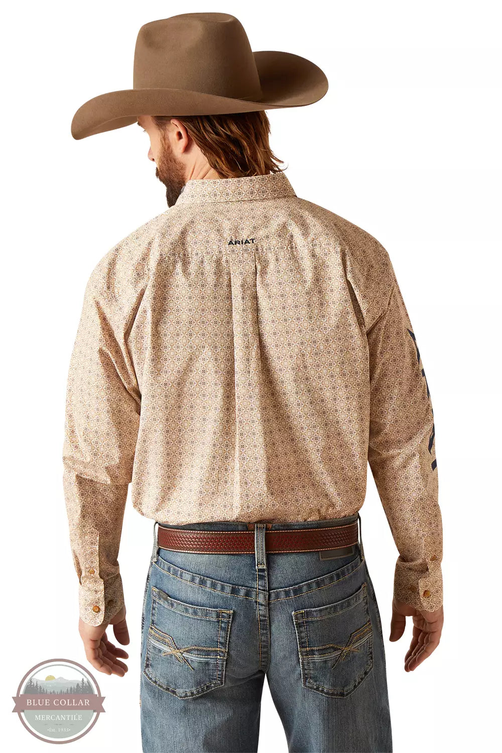 Ariat 10047353 Team Conrad Classic Long Sleeve Shirt in Tan Print Back View