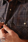 Ariat 10047355 Henderson Retro Fit Corduroy Long Sleeve Shirt in Pure Cashmere Plaid Detail View
