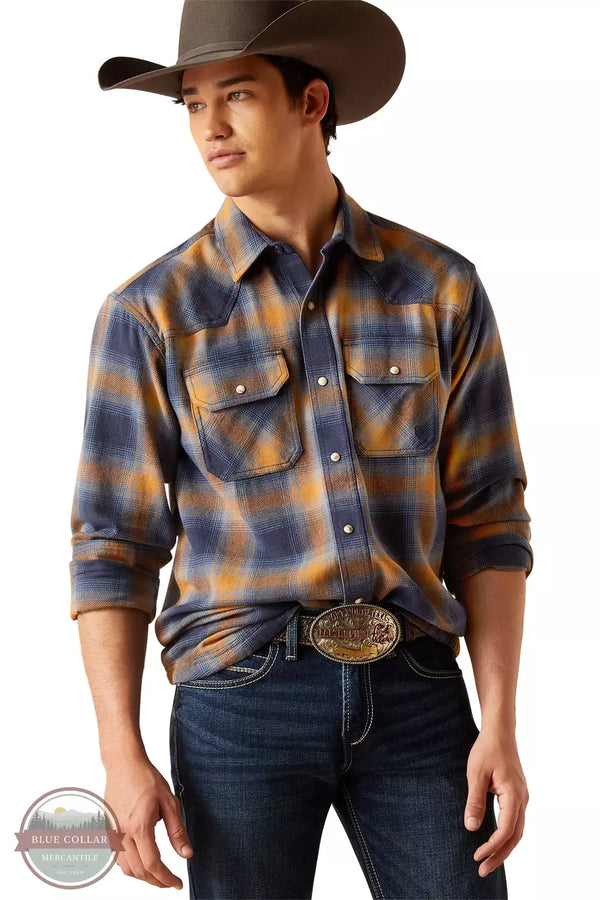 Ariat 10047360 Hershel Retro Fit Long Sleeve Shirt in Comb Honey Plaid Front View