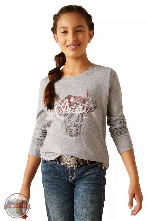 Ariat 10047411 Fawna Long Sleeve T-Shirt in Heather Grey Front View