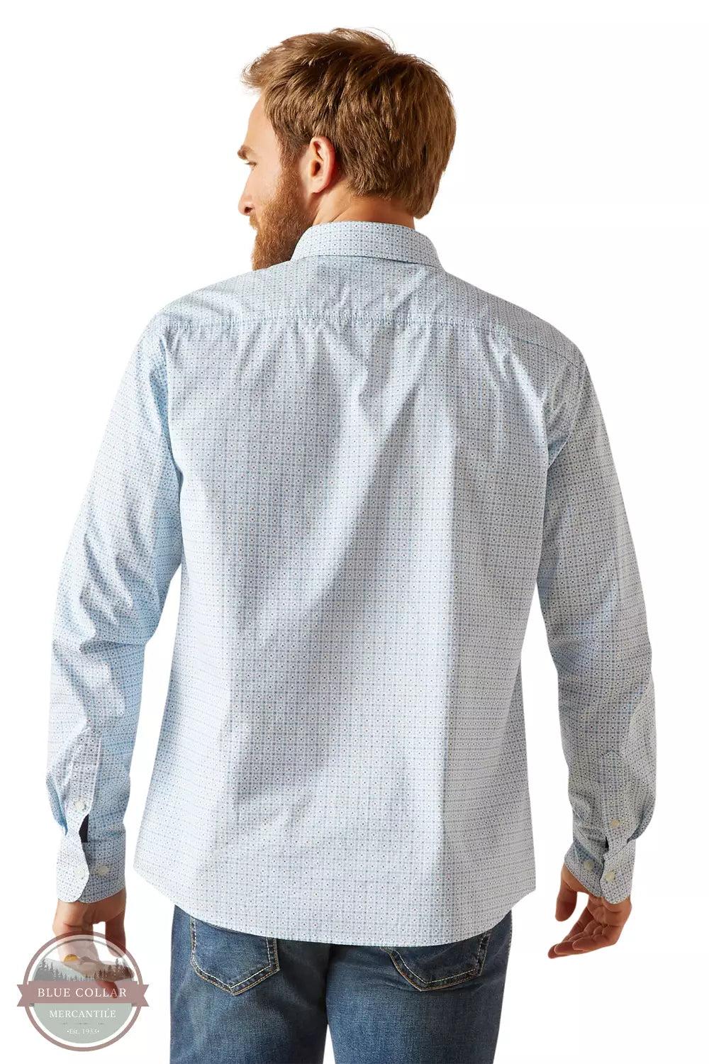 Ariat 10047420 Madden Stretch Modern Fit Long Sleeve Shirt in White Print Back View