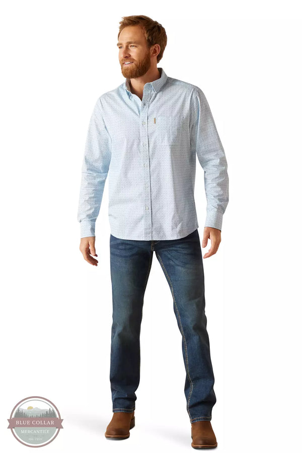 Ariat 10047420 Madden Stretch Modern Fit Long Sleeve Shirt in White Print Full View