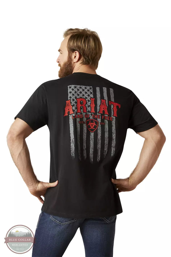 Ariat 10047614 Vertical Black & Grey Flag Logo Graphic Short Sleeve T-Shirt Back View