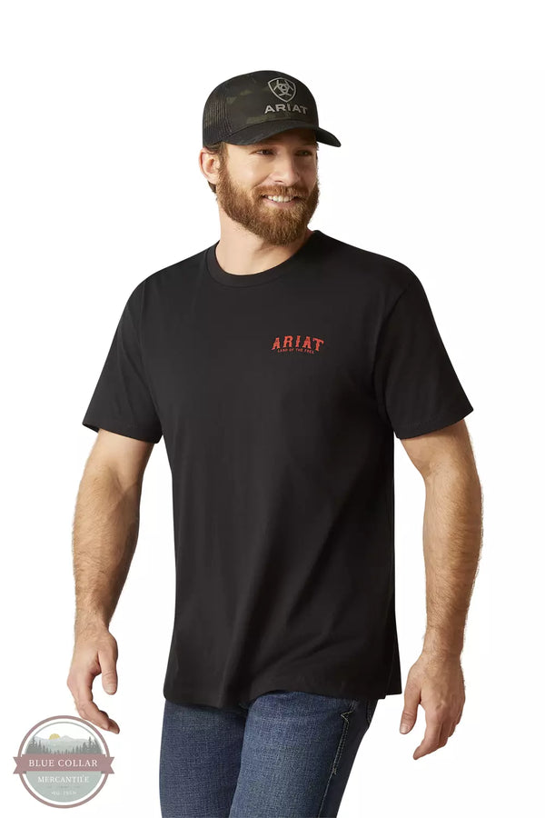 Ariat 10047614 Vertical Black & Grey Flag Logo Graphic Short Sleeve T-Shirt Front View