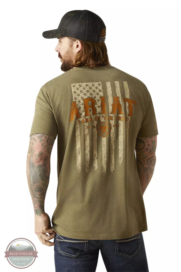 Ariat 10047616 Western Vertical Flag T-Shirt in Military Heather Back View
