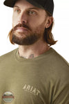 Ariat 10047616 Western Vertical Flag T-Shirt in Military Heather Front Detail