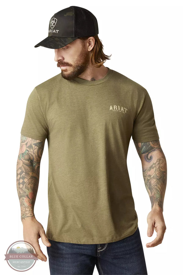 Ariat 10047616 Western Vertical Flag T-Shirt in Military Heather Front View