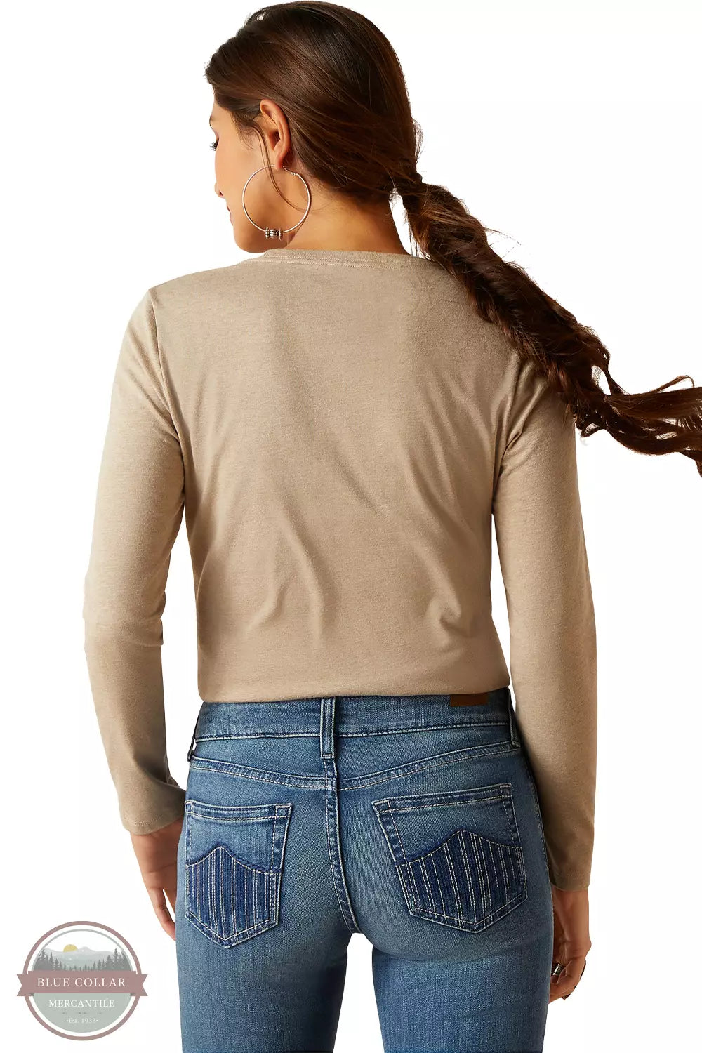 Ariat 10047916 Southwest Logo Long Sleeve T-Shirt in Oatmeal Heather Back View