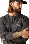 Ariat 10047929 Wooden Flag Long Sleeve T-Shirt in Charcoal Heather Detail View