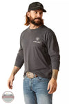 Ariat 10047929 Wooden Flag Long Sleeve T-Shirt in Charcoal Heather Front View