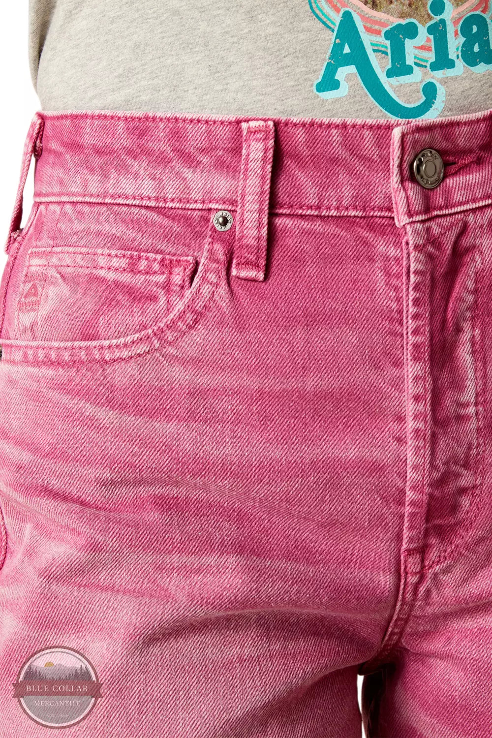 Ariat 10048257 Ultra High Rise Tomboy Wide Jeans in Pink Front Detail View
