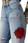 Ariat 10048261 Ultra High Rise Rodeo Quincy Tomboy Straight Jeans in Dominca Detail View
