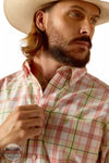 Ariat 10048359 Pro Series Truman Classic Fit Short Sleeve Shirt in Tea Rose Detail View