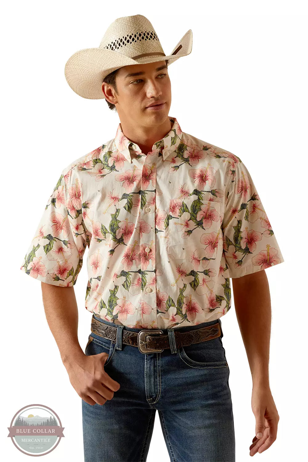 Casual Series Theodore Classic Fit Short Sleeve Shirt in Apricot Blush by  Ariat 10048371