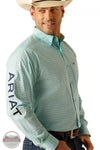 Ariat 10048394 Team Gian Classic Fit Long Sleeve Shirt in Light Aqua Front View