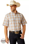 Ariat 10048429 Pro Series Denzel Classic Fit Short Sleeve Shirt in Beige Front View