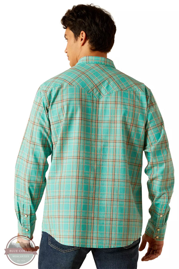 Ariat 10048496 Hudsyn Retro Fit Long Sleeve Snap Shirt in Blue Turquoise Back View