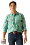 Ariat 10048496 Hudsyn Retro Fit Long Sleeve Snap Shirt in Blue Turquoise Front View