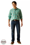 Ariat 10048496 Hudsyn Retro Fit Long Sleeve Snap Shirt in Blue Turquoise Full View