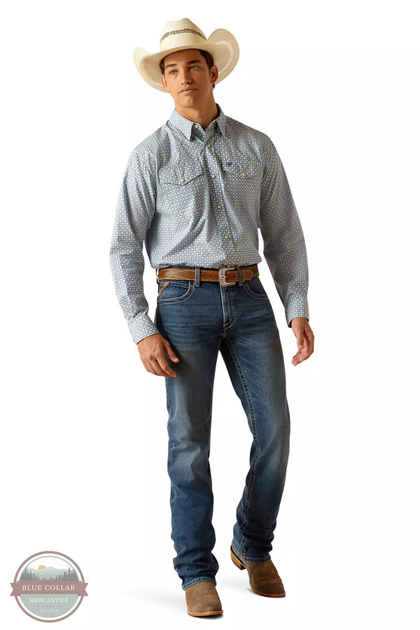 Ariat 10048501 Parks Classic Fit Long Sleeve Snap Shirt in Little Boy Blue Full VIew