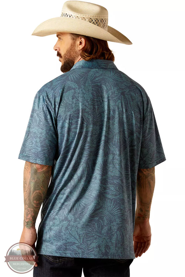 Ariat 10048528 Charger 2.0 Printed Polo Shirt in Blue Atoll Back View