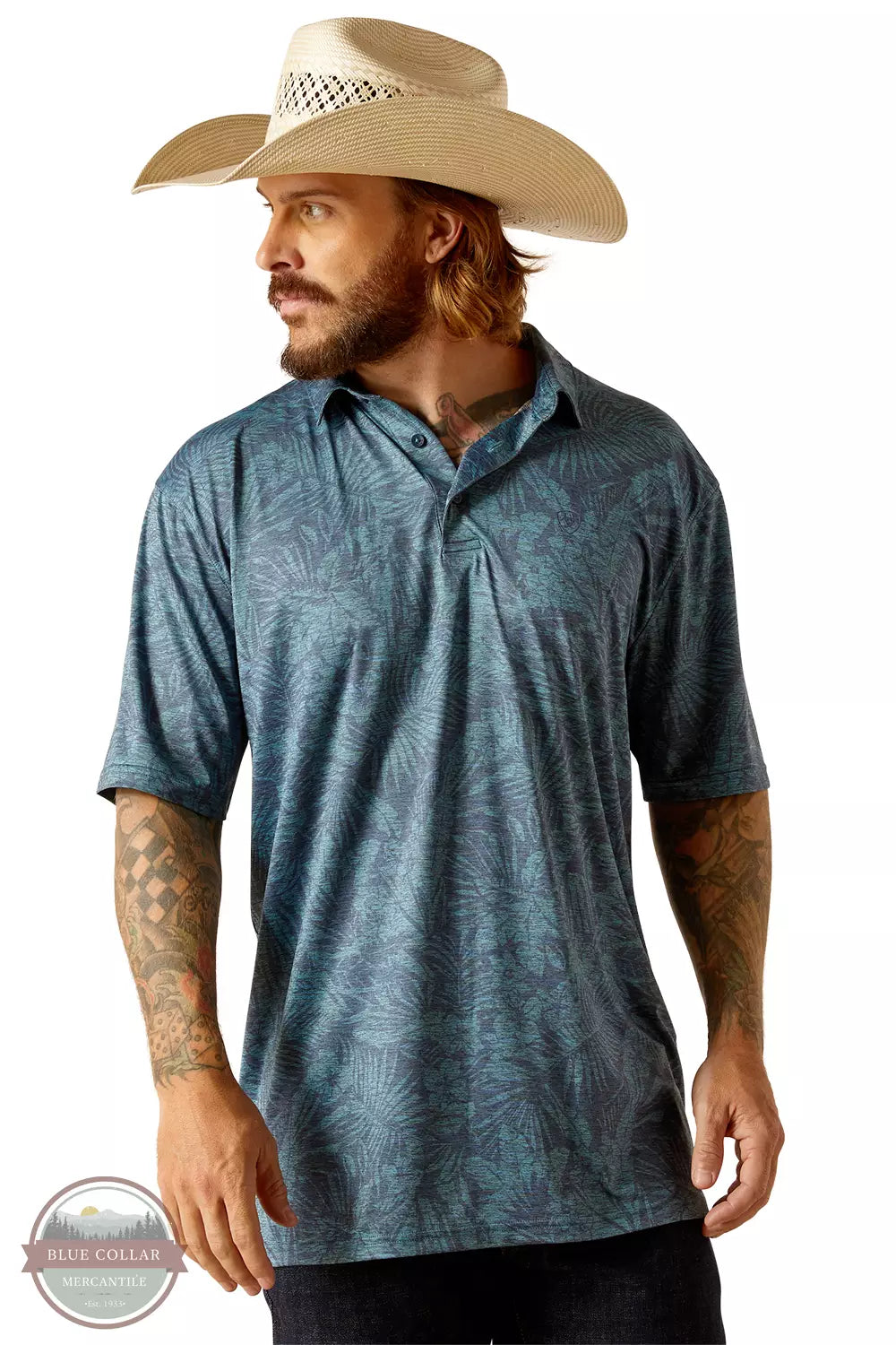 Charger 2.0 Printed Polo Shirt in Blue Atoll by Ariat 10048528