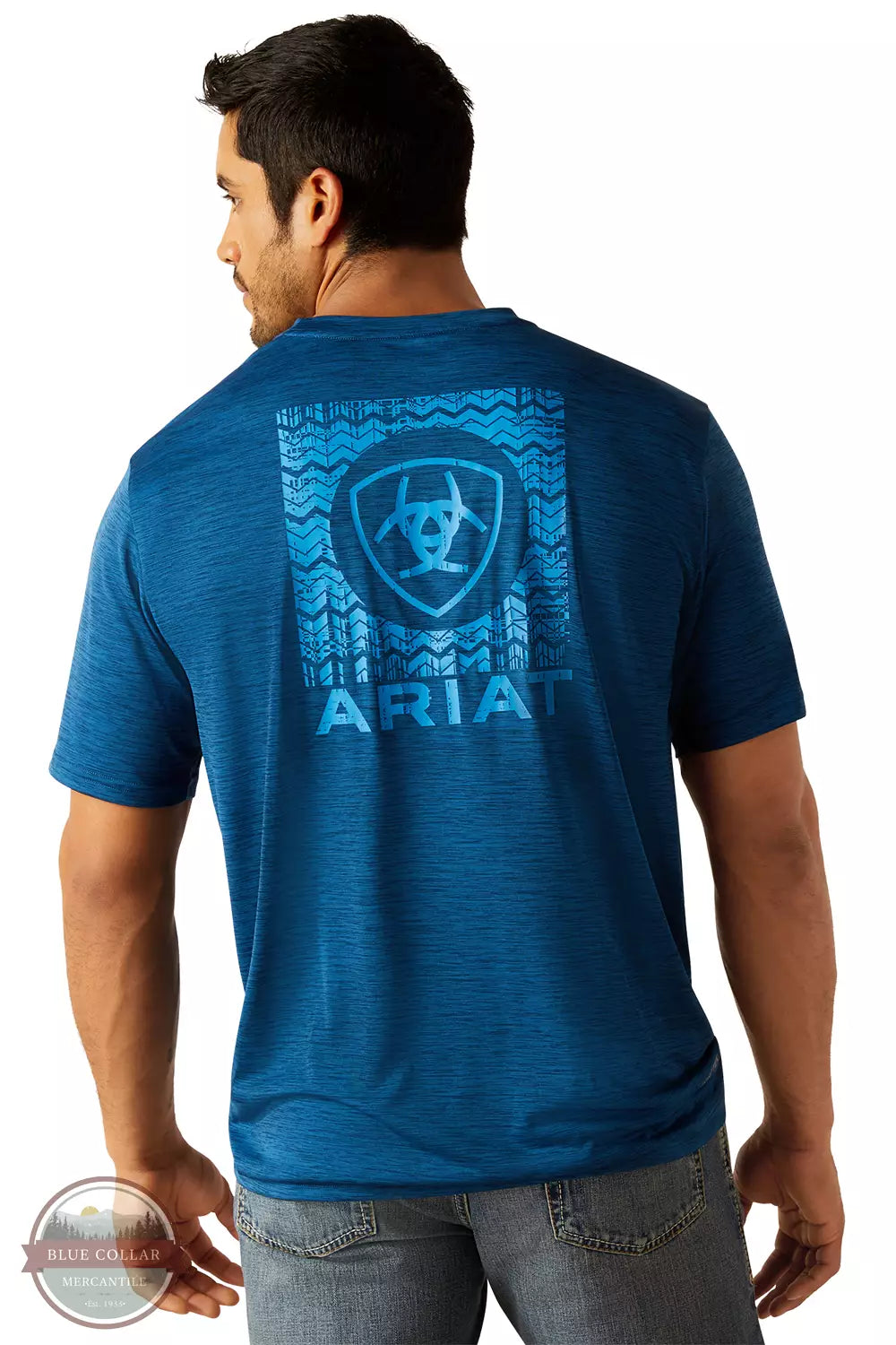 Ariat 10048538 Charger Ariat Shield T-Shirt in Poseidon Back View