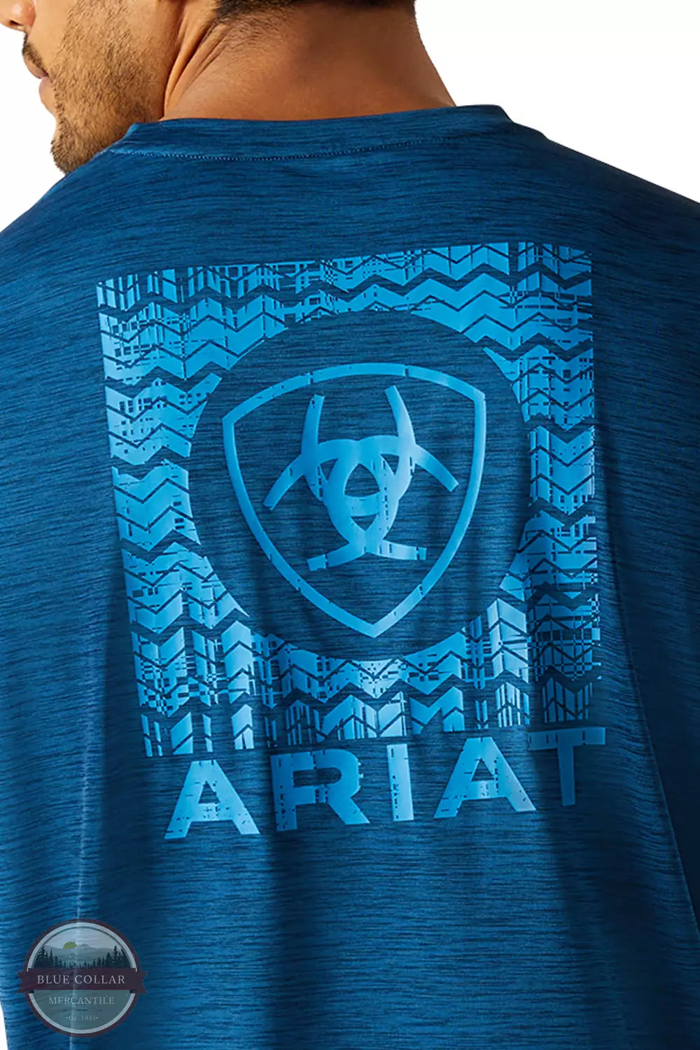 Ariat 10048538 Charger Ariat Shield T-Shirt in Poseidon Back Detail View